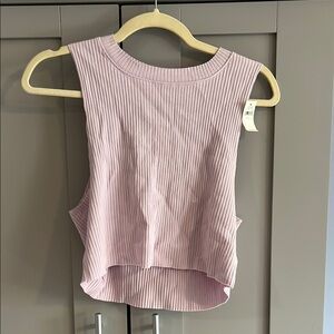Aerie Lavender Ribbed Crop Muscle Tee